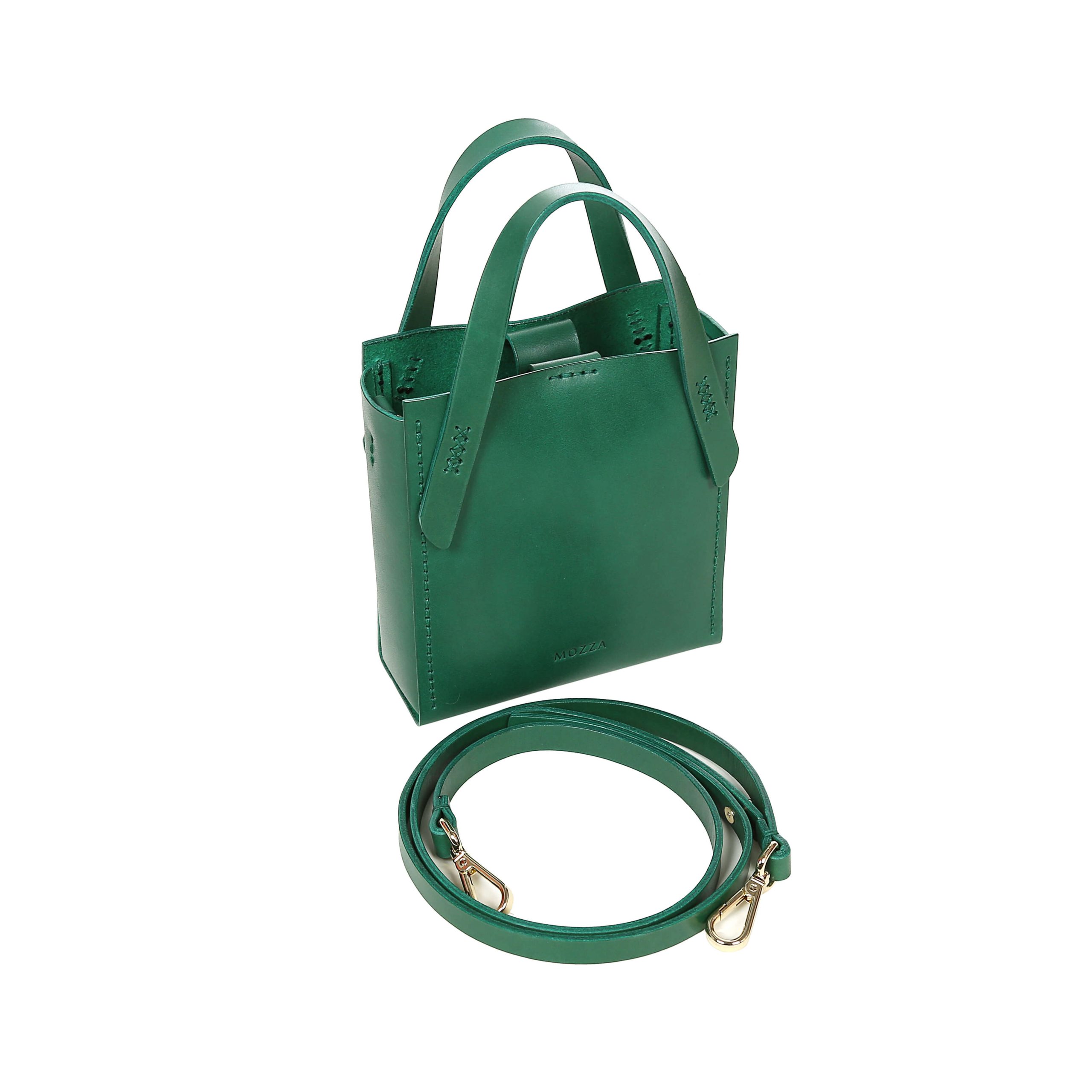 Green leather bucket clearance bag